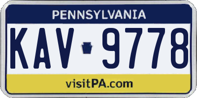 PA license plate KAV9778