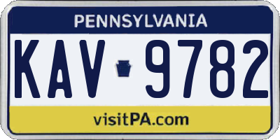 PA license plate KAV9782