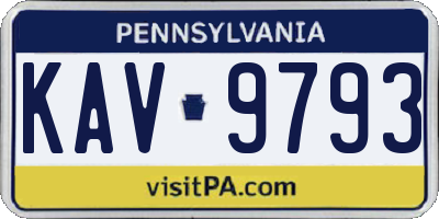PA license plate KAV9793