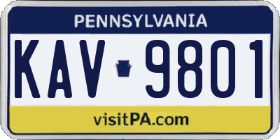 PA license plate KAV9801
