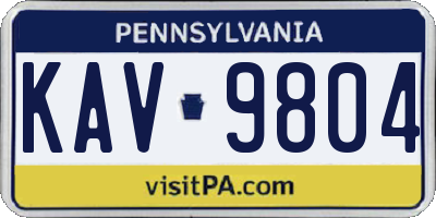 PA license plate KAV9804