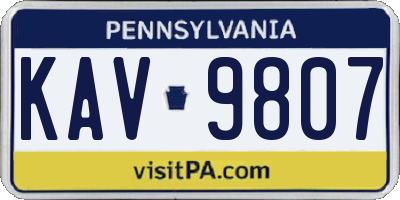 PA license plate KAV9807