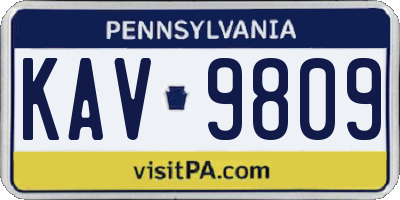 PA license plate KAV9809