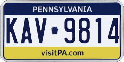 PA license plate KAV9814