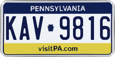PA license plate KAV9816
