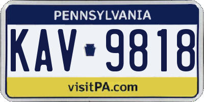 PA license plate KAV9818