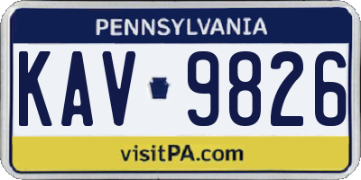PA license plate KAV9826