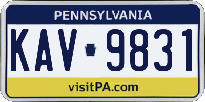 PA license plate KAV9831