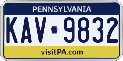 PA license plate KAV9832