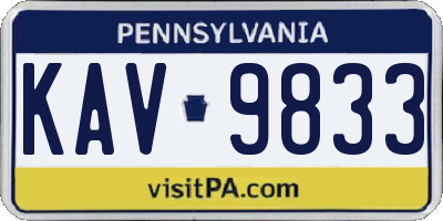 PA license plate KAV9833