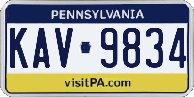 PA license plate KAV9834