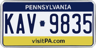 PA license plate KAV9835