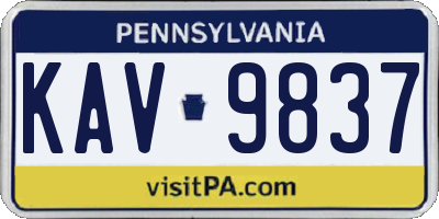 PA license plate KAV9837