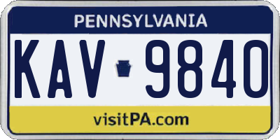 PA license plate KAV9840