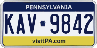 PA license plate KAV9842