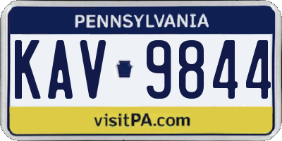 PA license plate KAV9844