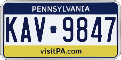 PA license plate KAV9847