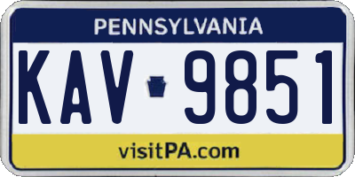 PA license plate KAV9851