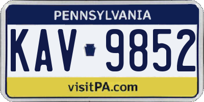 PA license plate KAV9852