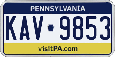 PA license plate KAV9853