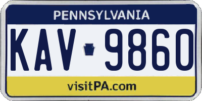 PA license plate KAV9860