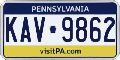 PA license plate KAV9862