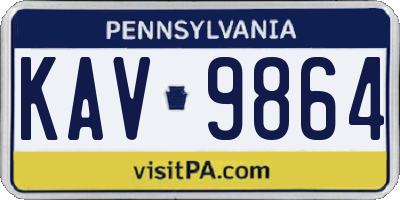 PA license plate KAV9864