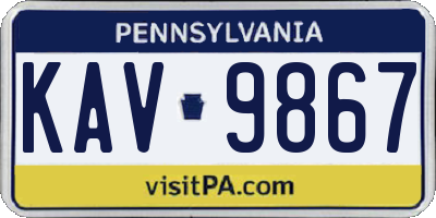 PA license plate KAV9867