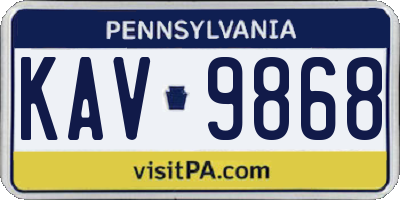 PA license plate KAV9868