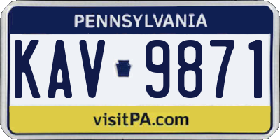 PA license plate KAV9871