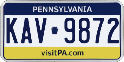 PA license plate KAV9872