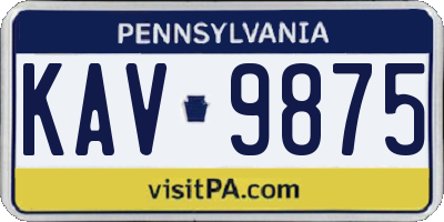 PA license plate KAV9875