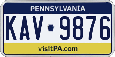 PA license plate KAV9876