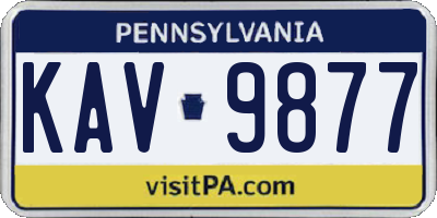 PA license plate KAV9877