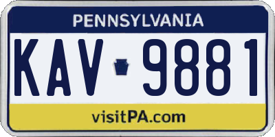 PA license plate KAV9881