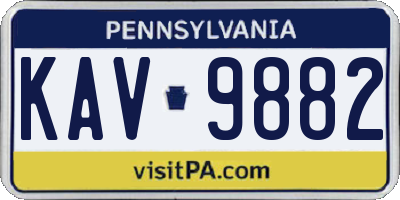 PA license plate KAV9882