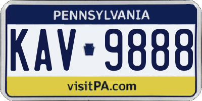 PA license plate KAV9888