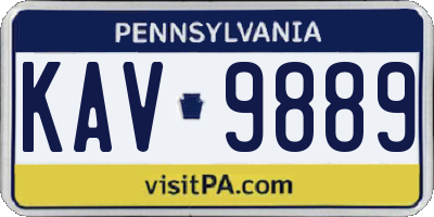 PA license plate KAV9889