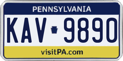 PA license plate KAV9890