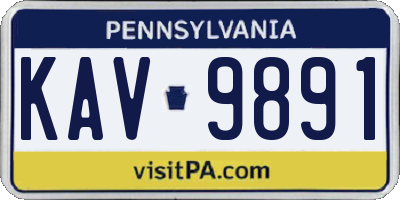 PA license plate KAV9891