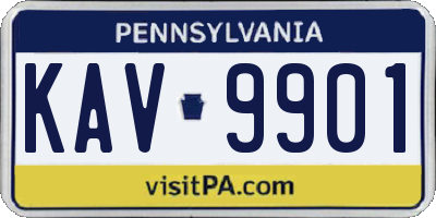 PA license plate KAV9901