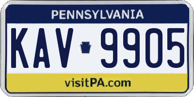 PA license plate KAV9905