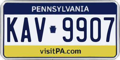 PA license plate KAV9907