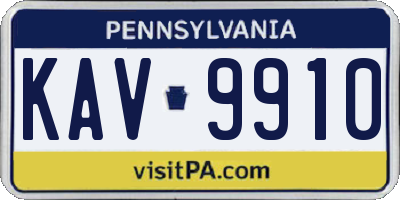 PA license plate KAV9910