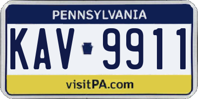 PA license plate KAV9911