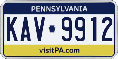 PA license plate KAV9912