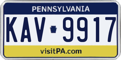 PA license plate KAV9917