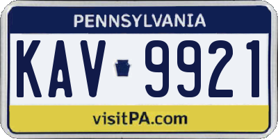 PA license plate KAV9921