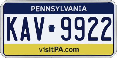 PA license plate KAV9922