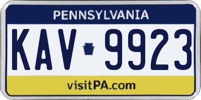 PA license plate KAV9923